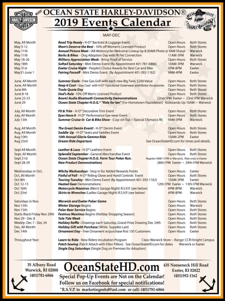 Printable 2019 Events Calendar