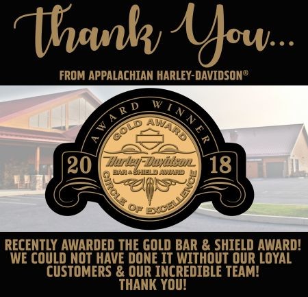 Appalachian Harley-Davidson® is a Gold Bar & Shield Award Winner