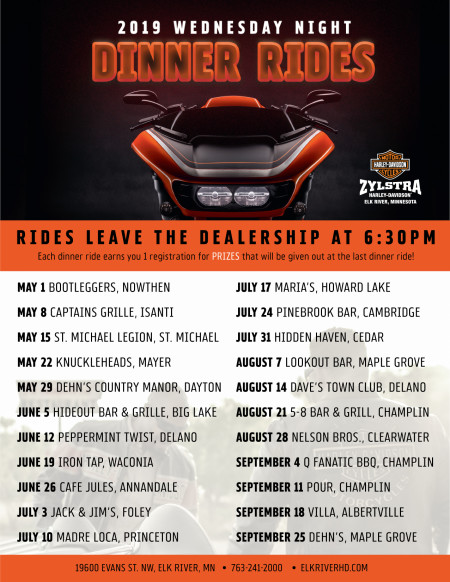 2019 Wednesday Night Dinner Rides