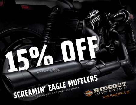 15% off Screamin' Eagle Mufflers