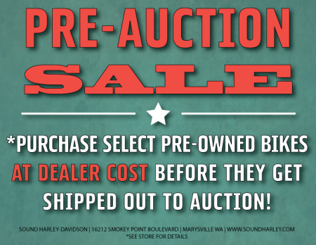 Pre-Auction Pre-owned Bike Sale!