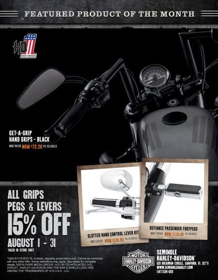 15% off Grips, Pegs & Levers
