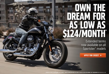 Own a New Sportster Model for as little as $124 per month!