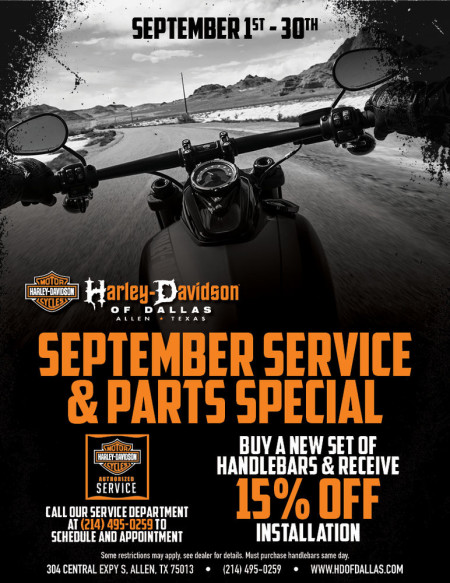 September Service and Parts Special.