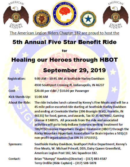 Five Star Benefit Ride for Healing our Heroes STARTS HERE