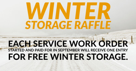 September Service Raffle for Free Winter Storage