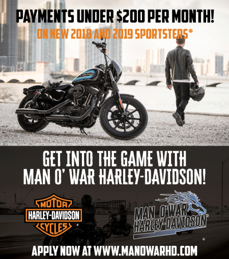 PAYMENTS UNDER $200 PER MONTH ON NEW SPORTSTERS