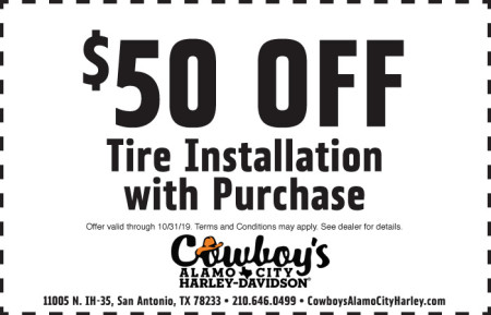 October Service Coupon - $50 off Tire Installation