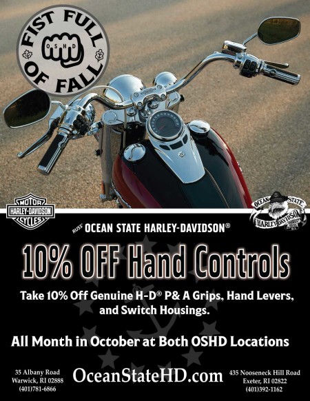 10% Off Hand Controls. Both OSHD Locations in October.