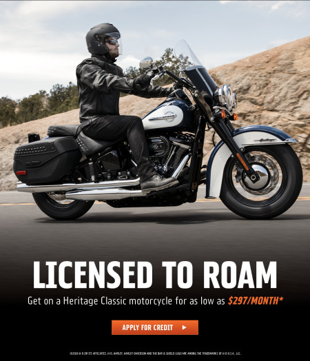 Take home a Heritage Classic motorcycle for as low as $297 a month