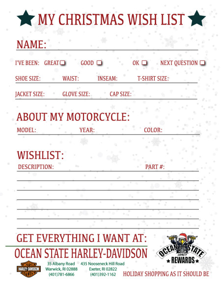 Print your Wish List Here