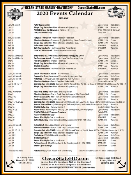 Printable 2020 Events Calendar