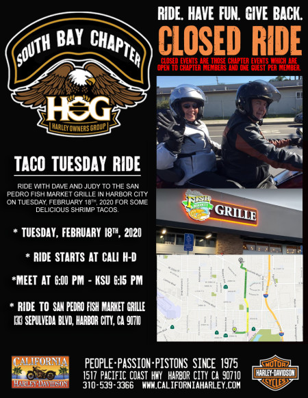 South Bay HOG - Taco Tuesday ride with Dave & Judy
