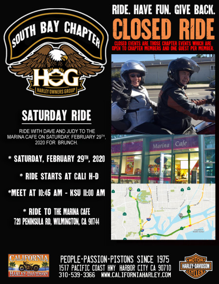 South Bay HOG - Saturday ride with Dave & Judy 2/29