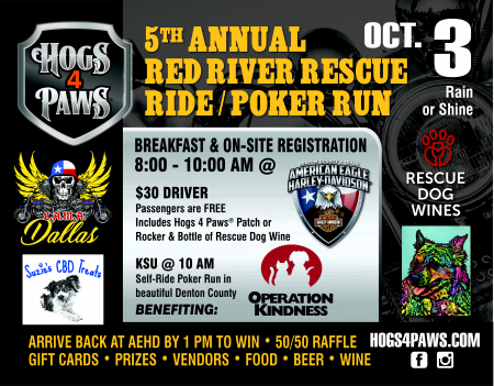 5th Annual HOGS 4 PAWS Red River Rescue Ride/Poker Run