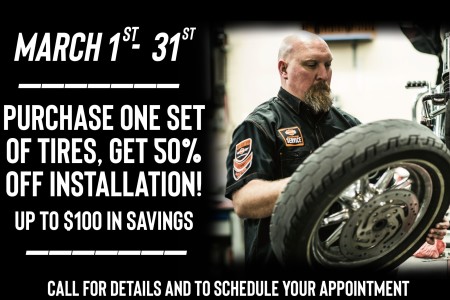 Buy a set of tires and get 50% off Installation