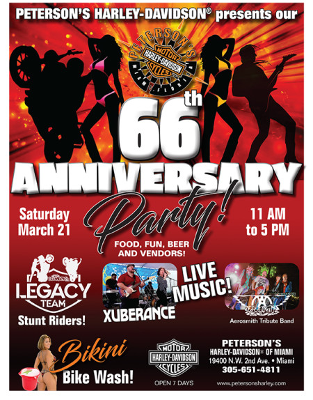 peterson's Harley-Davidson Of Miami 66th Anniversary Party Saturday March 21st