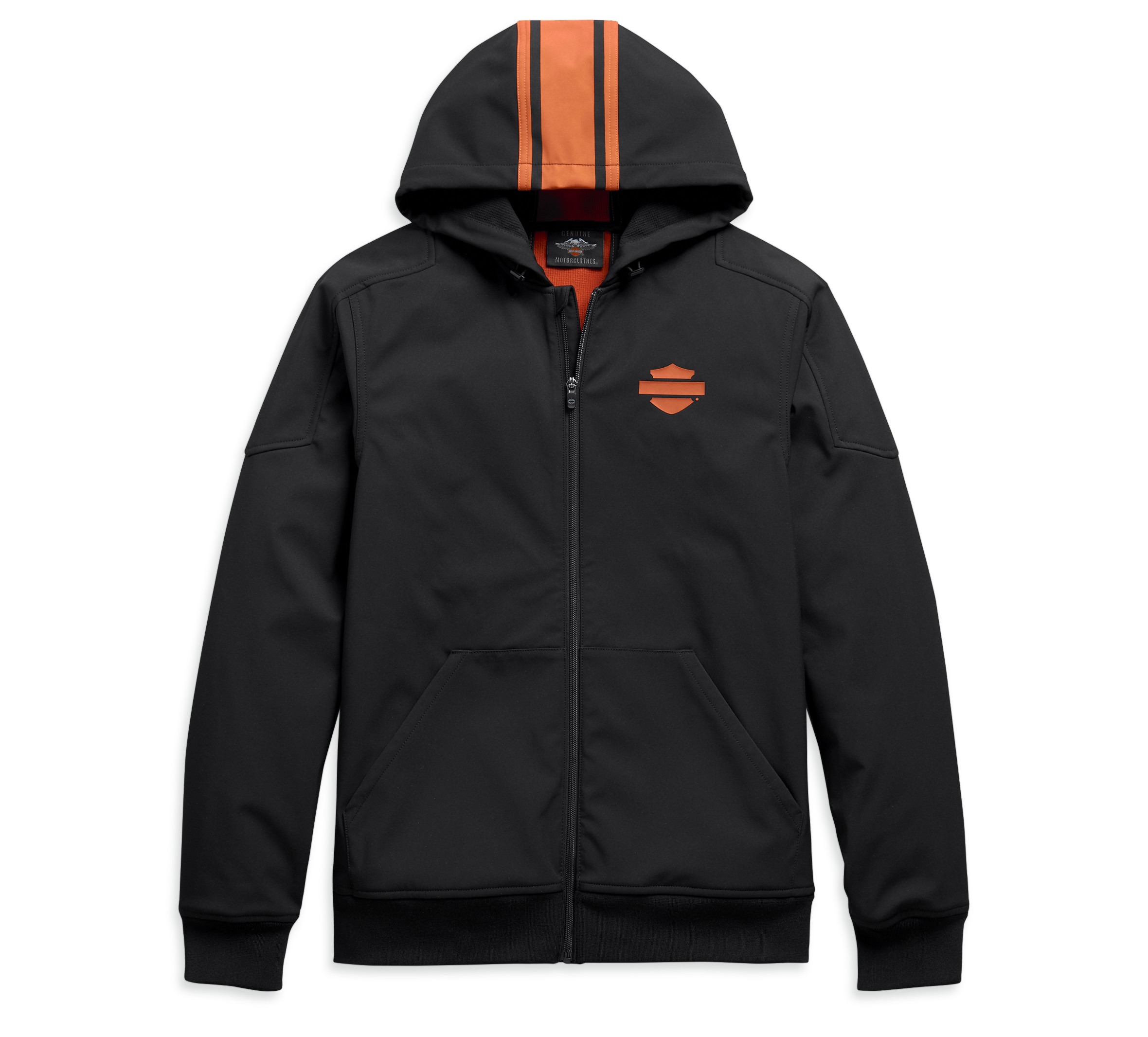 Black Vertical Stripe Hooded Stretch Jacket