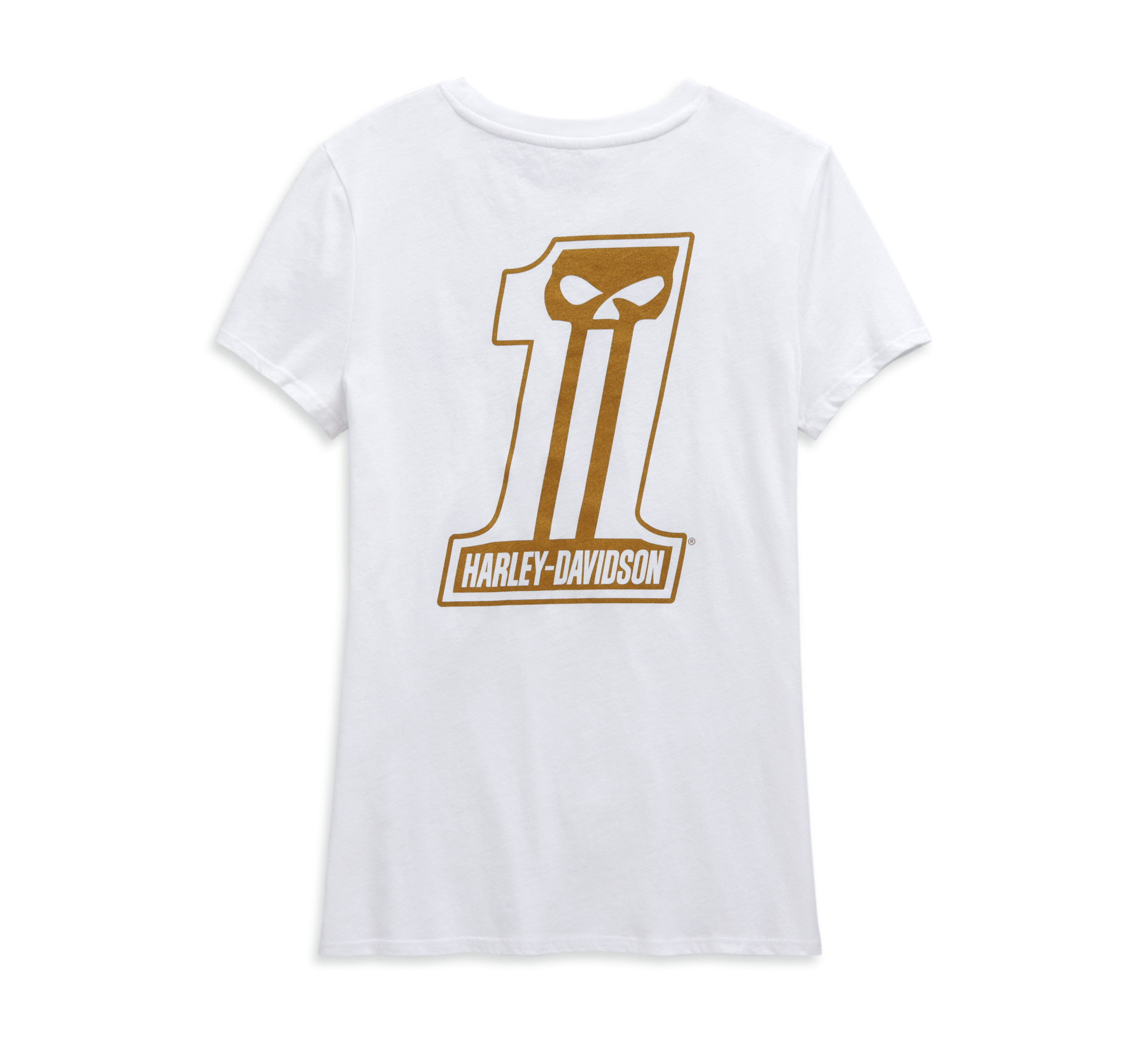Metallic #1 Bright White Skull Tee