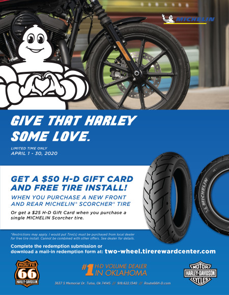 $50 H-D Gift Card and Free Tire Install