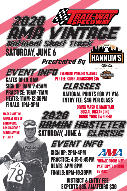 2020 AMA Vintage National Short Track & Armin Hostetter Classic