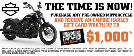 Get A Gift Card With Your Pre-Owned Motorcycle Purchase