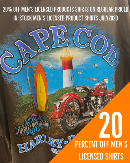 20% off Men's Licensed Product Shirts at Cape Cod Harley-Davidson