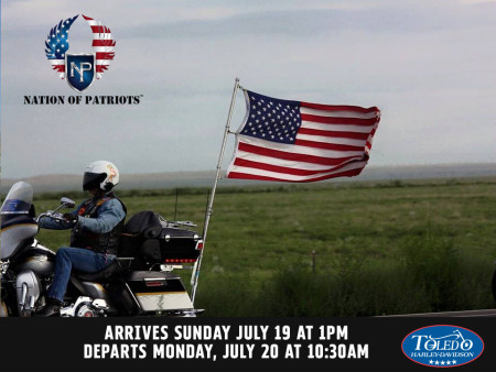 For Immediate Release: PATRIOT TOUR ARRIVES IN TOLEDO JULY 19