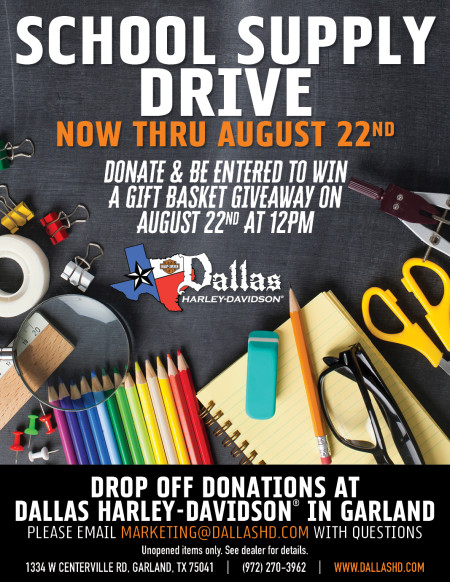 School Supply Drive at Harley-Davidson® of Dallas!