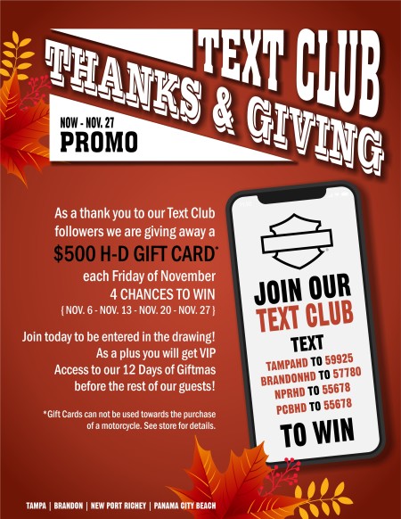 Thanks & Giving Text Club Promo