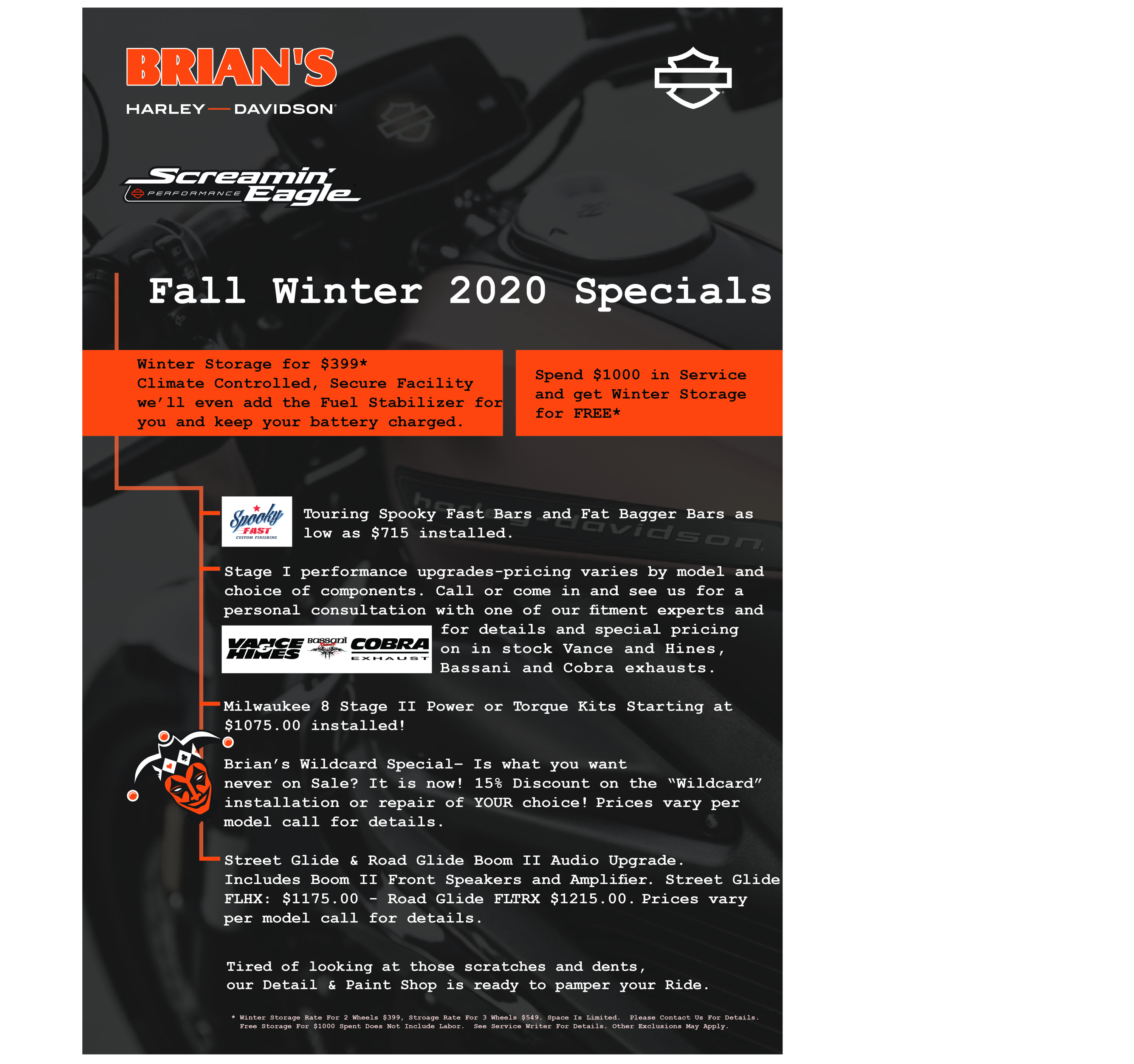 Brian's Harley-Davidson® Winter Service Specials & Storage