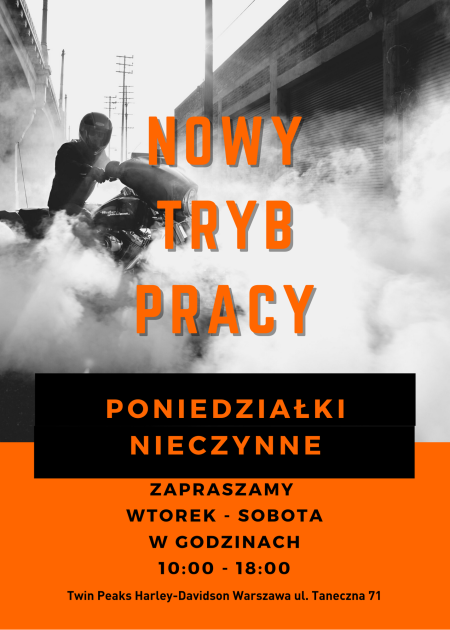 ZMIANA TRYBU PRACY - PONIEDZIAŁKI NIECZYNNE