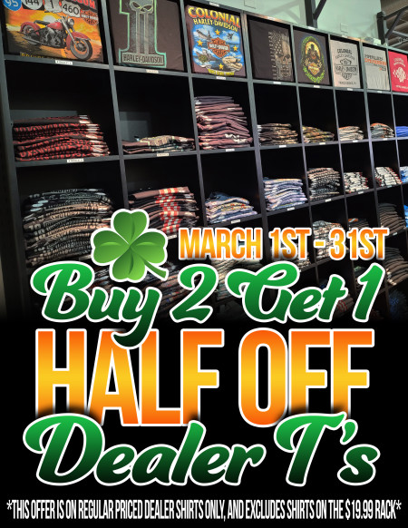 Buy 2 Dealer T's Get 1 Half Off