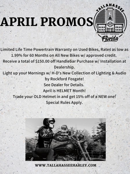 April Promos at Tallahassee Harley-Davidson!