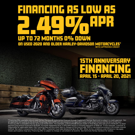 Used Motorcycle 15th Anniversary Financing