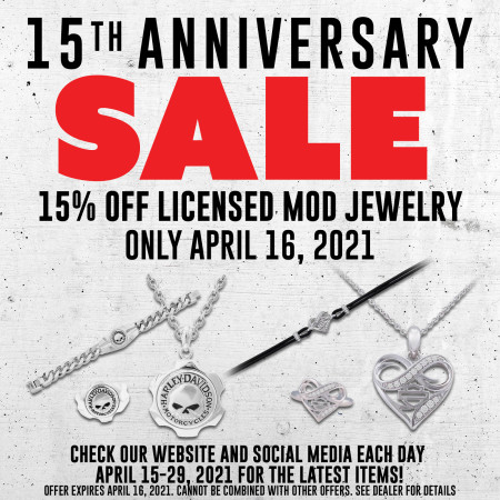 15% off Licensed H-D MOD Jewelry