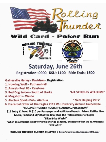 Rolling Thunder Poker Run KSU@11am