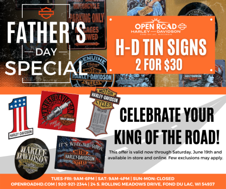 2 for $30 H-D Tin Signs