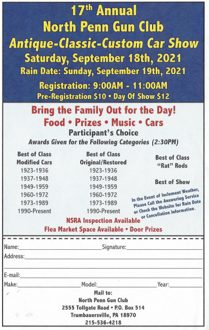 17th Annual North Penn Gun Club Antique-Classic-Custom Car Show