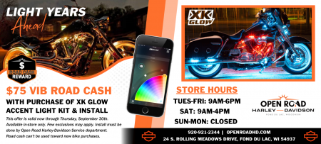 $75 VIB Road Cash with purchase of XK Glow Accent Light Kit & Install
