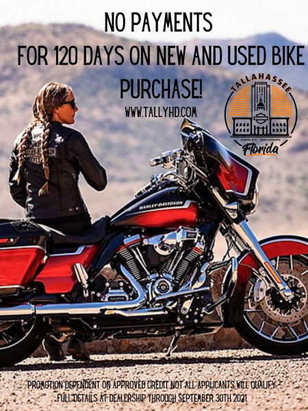 No Payments for 120 Days on New and Used Bike Purchase. Not everyone will Qualify Select Rules Apply