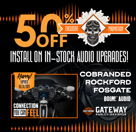 50% off install on in-stock Audio Upgrades!