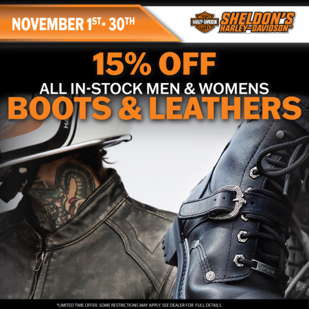15% OFF All In-Stock Men & Women’s BOOTS & LEATHER