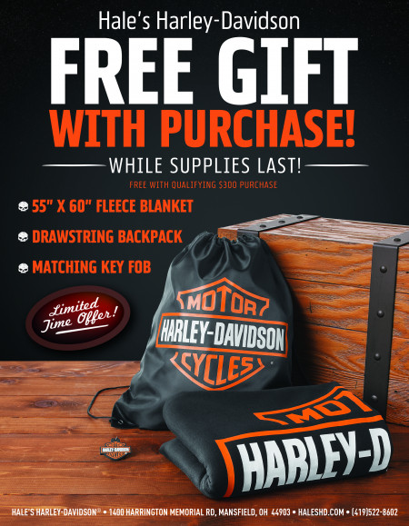 Free Gift with Purchase* H-D Fleece Blanket & Drawstring Backpack