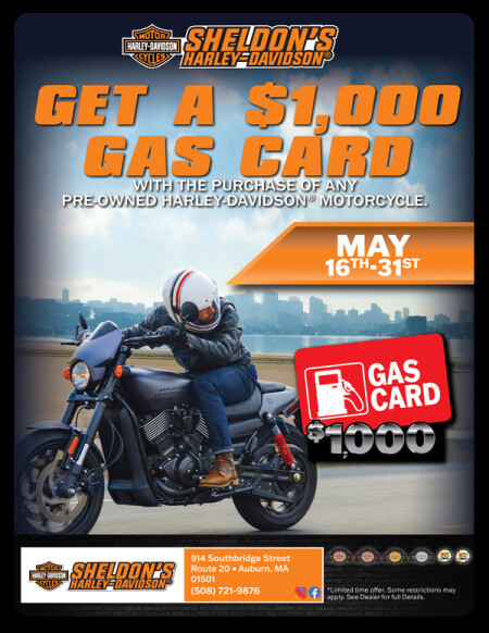 $1,000 Gas Card with Pre-Owned H-D® Motorcycle Purchase!