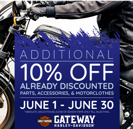 Additional 10% Off Parts, Accessories, & Motorclothes