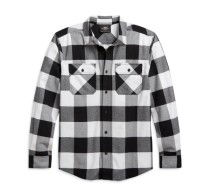 SHIRT-WOVEN, WHITE PLAID, SLIM