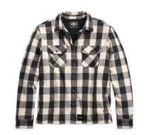 SHIRT JACKET-WOVEN, WHITE PLAID