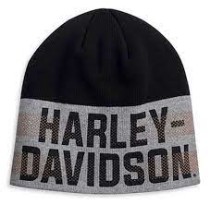 Harley-Davidson® Men's Dual Orange Stripe Knit Beanie Cap - Black/Gray