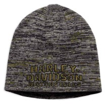 Harley-Davidson® Men's Embroidered Marled Knit Beanie Hat, Major Brown